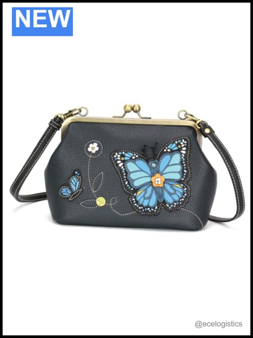 Kisslock Crossbody Purse Women Faux Leather RFID Protected Handbag Adjustable